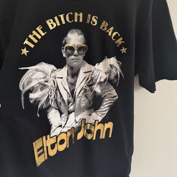 Elton John Black Gold B*h Is Back Tee M - Picture 3 of 8